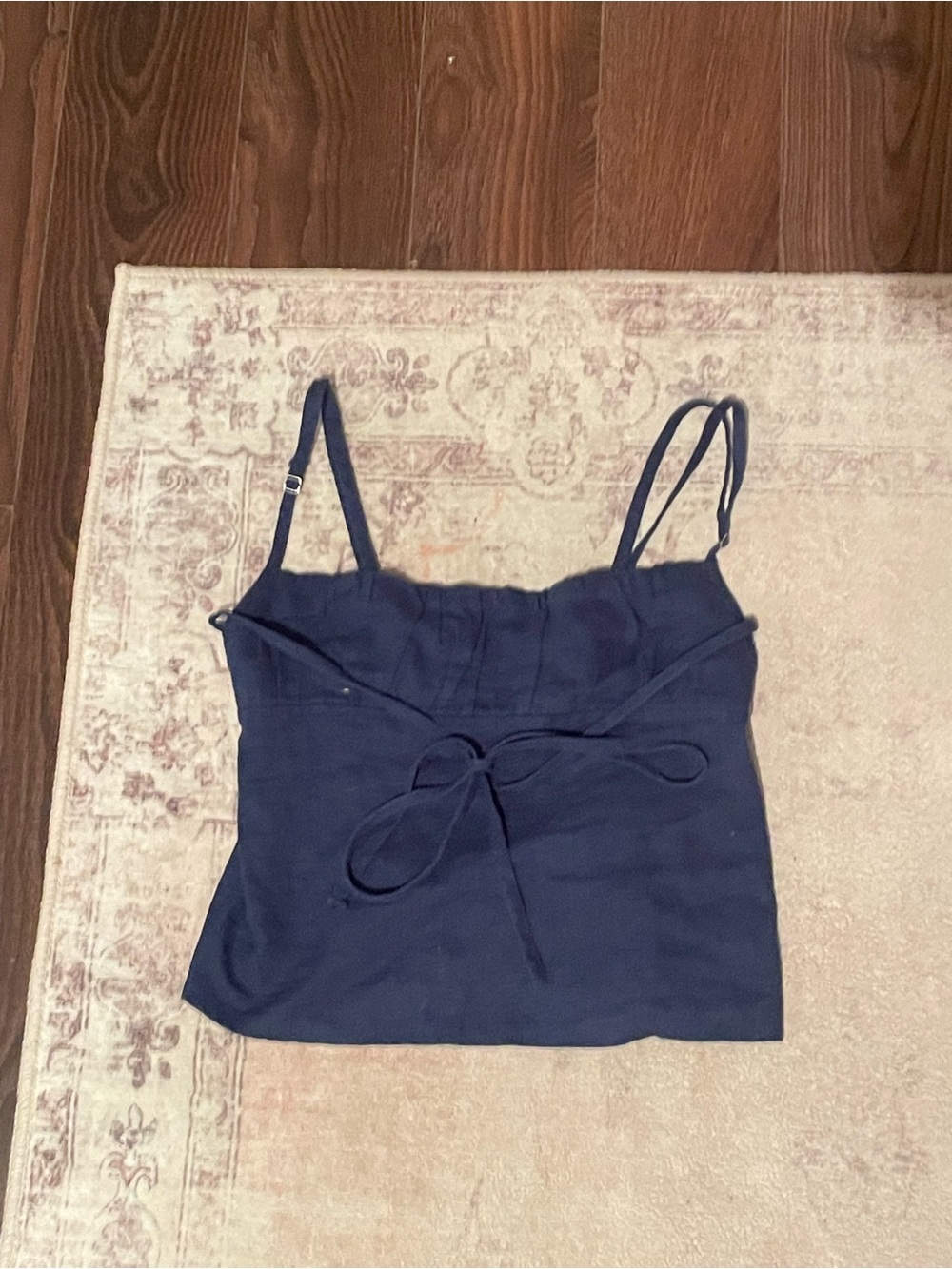 Edikted Navy Tie-Front Cami Crop Top